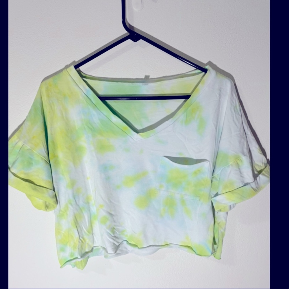 Tie-dye green crop top; Size XL